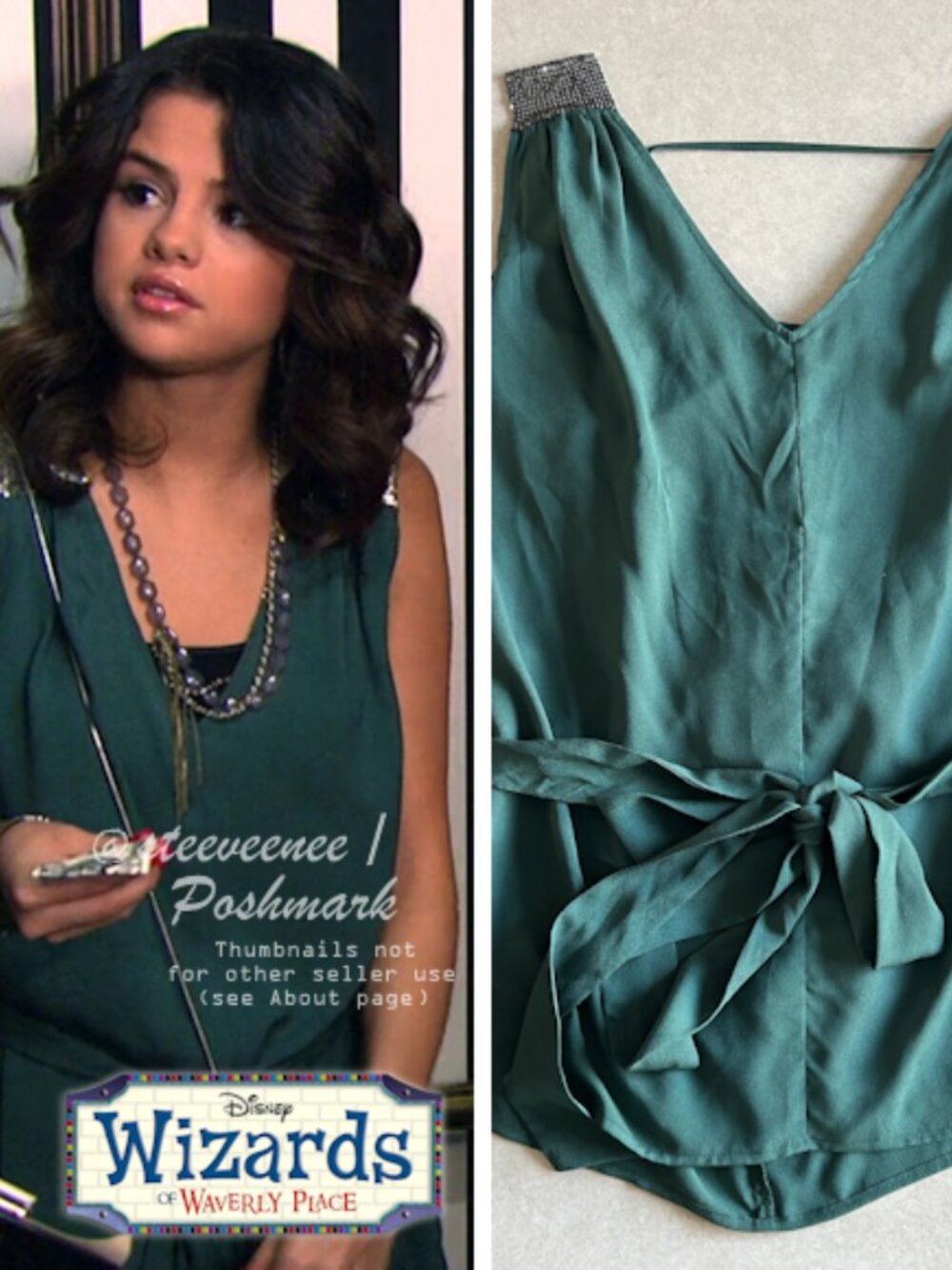 NWT Green Tie Waist Top ASO Alex Russo